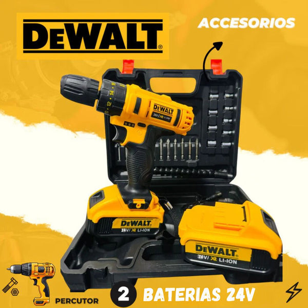 ÚLTIMA LIQUIDACIÓN TALADRO INALÁMBRICO DEWALT + 2 BATERÍAS + CAJA DE HERRAMIENTAS + 26 ACCESORIOS DE REGALO